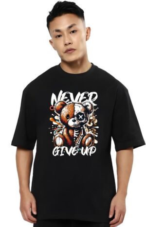 Bowlifestyle Men New Arrival Round Neck, Pure Cotton Over Size Printed Black T-Shirt