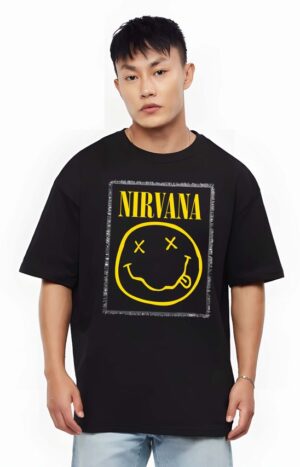 Bowlifestyle Men Stylish Round Neck, Pure  Cotton Over Size Printed Black T-Shirt