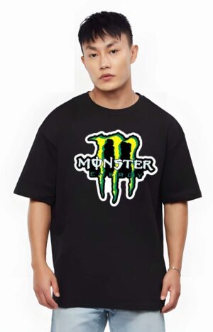 Bowlifestyle Men Stylish Round Neck, Pure Cotton Over Size Printed Black T-Shirt